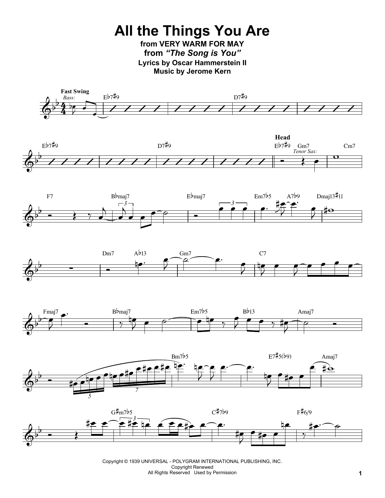 Download Stan Getz All The Things You Are Sheet Music