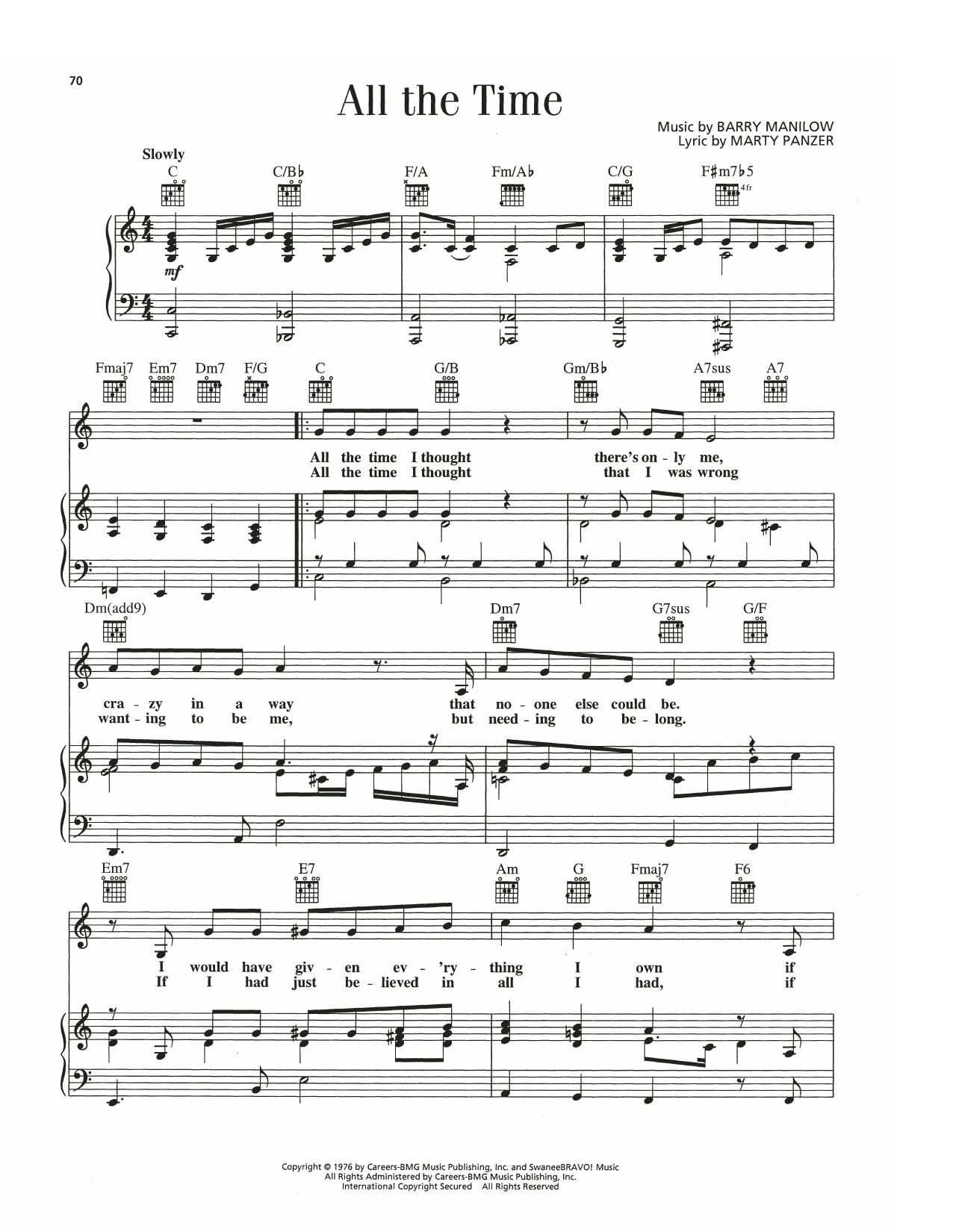 Download Barry Manilow All The Time Sheet Music