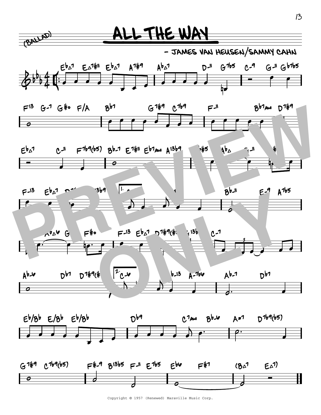 Download Frank Sinatra All The Way (arr. David Hazeltine) Sheet Music