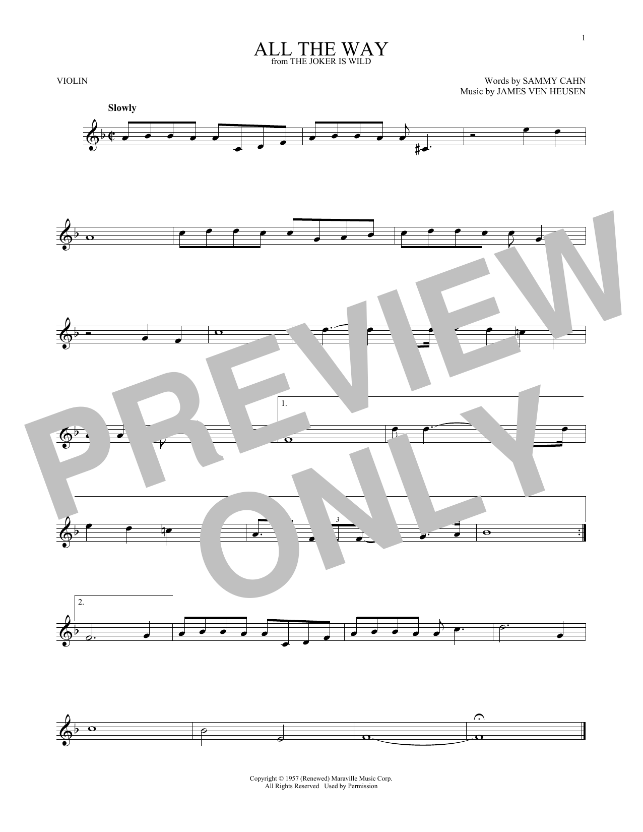 Download Frank Sinatra All The Way Sheet Music