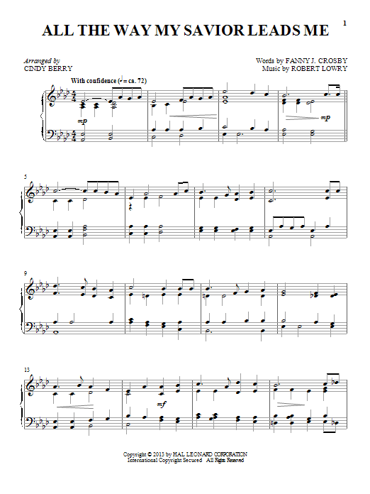 Download Cindy Berry All The Way My Savior Leads Me Sheet Music