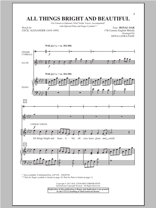 Download Traditional All Things Bright And Beautiful (arr. A Sheet Music