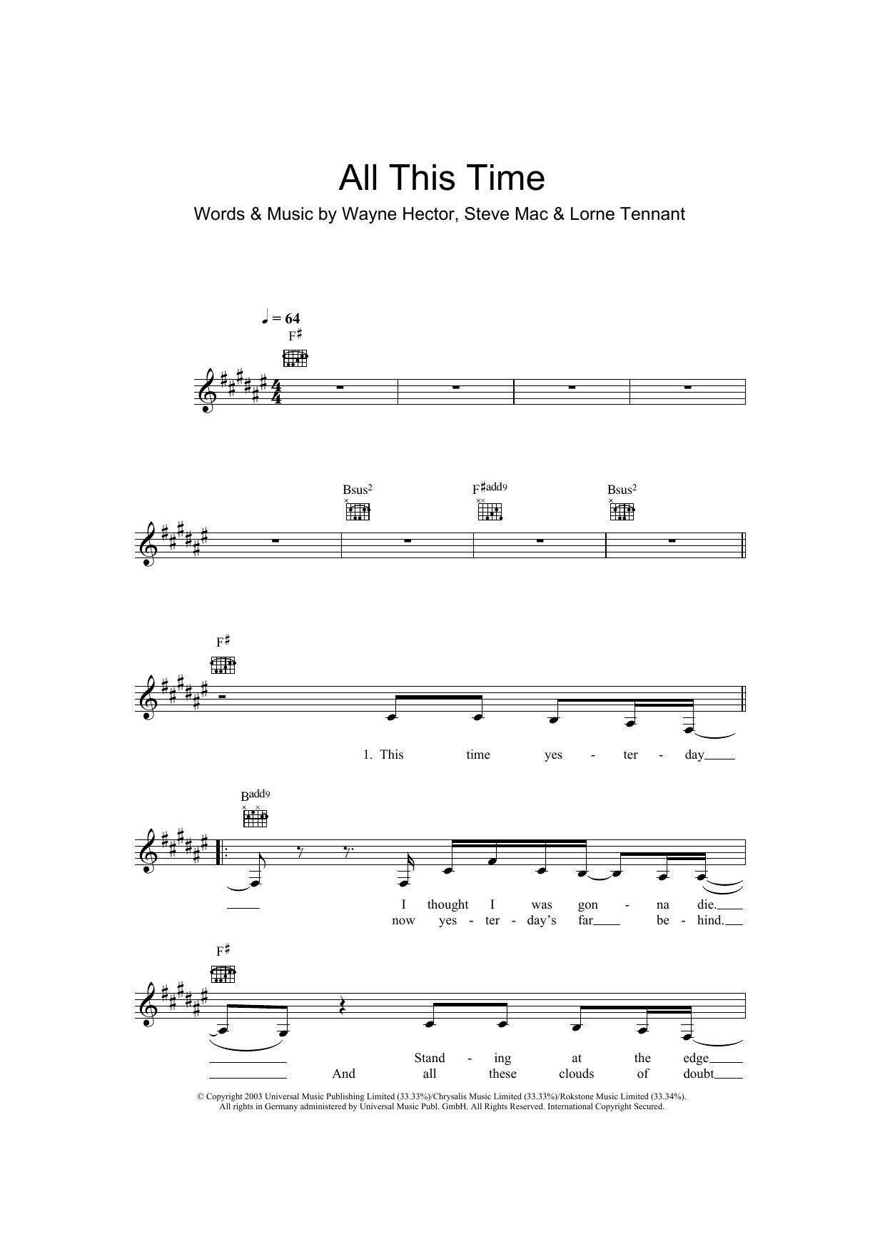 Download Michelle McManus All This Time Sheet Music