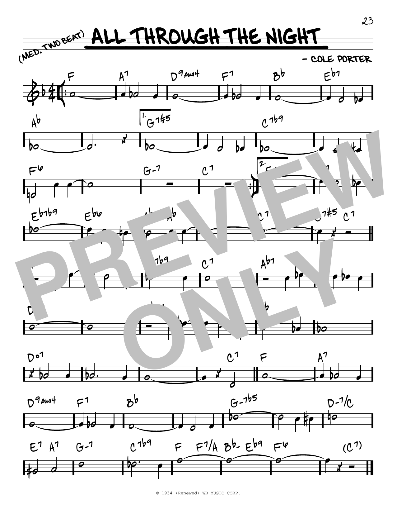 Download Cole Porter All Through The Night Sheet Music