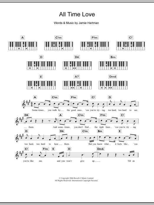 Download Will Young All Time Love Sheet Music