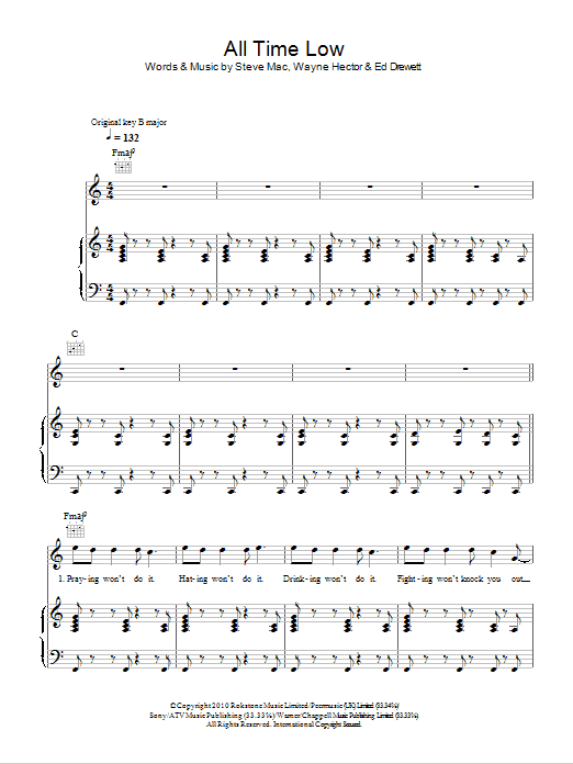 Download The Wanted All Time Low Sheet Music