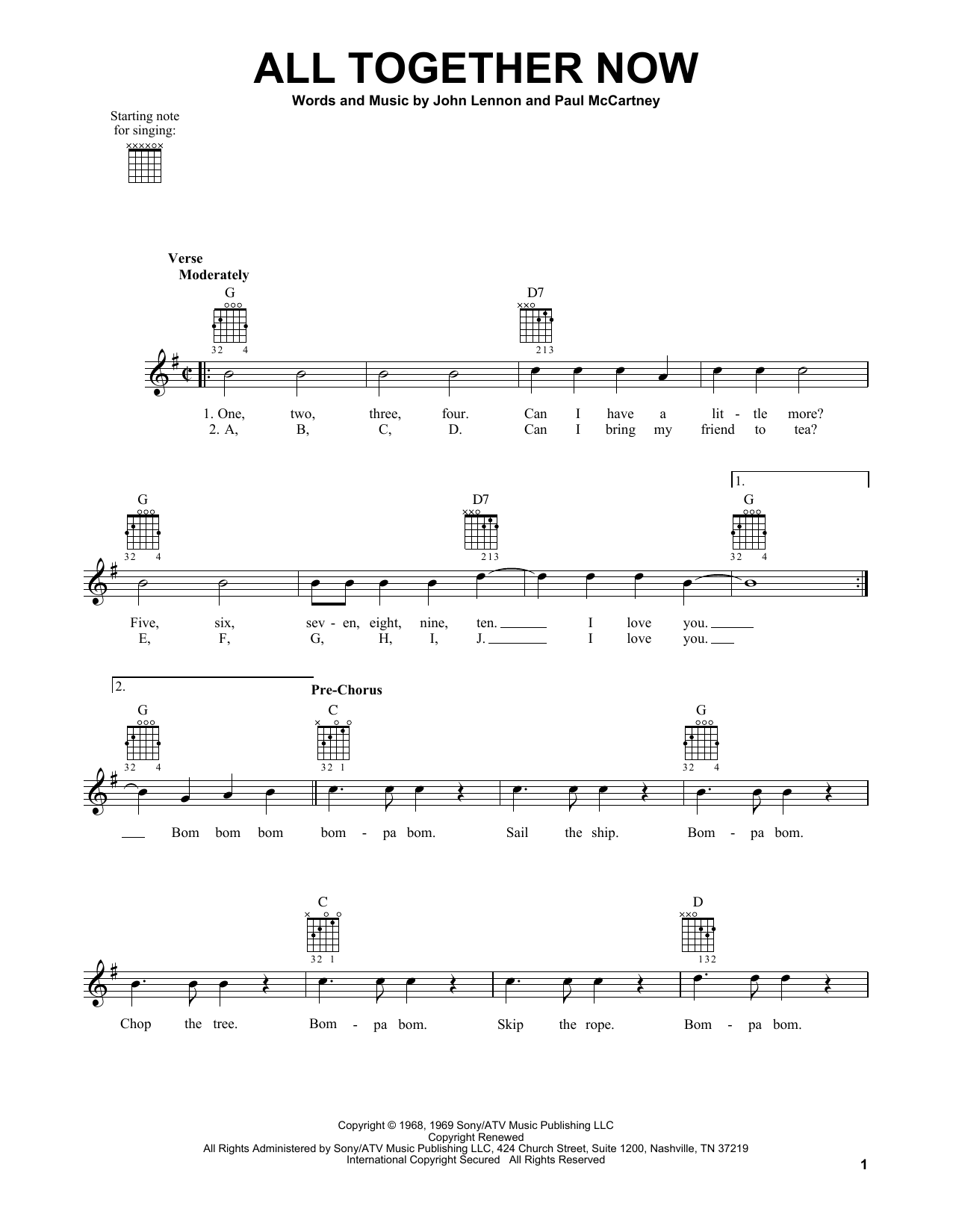 Download The Beatles All Together Now Sheet Music