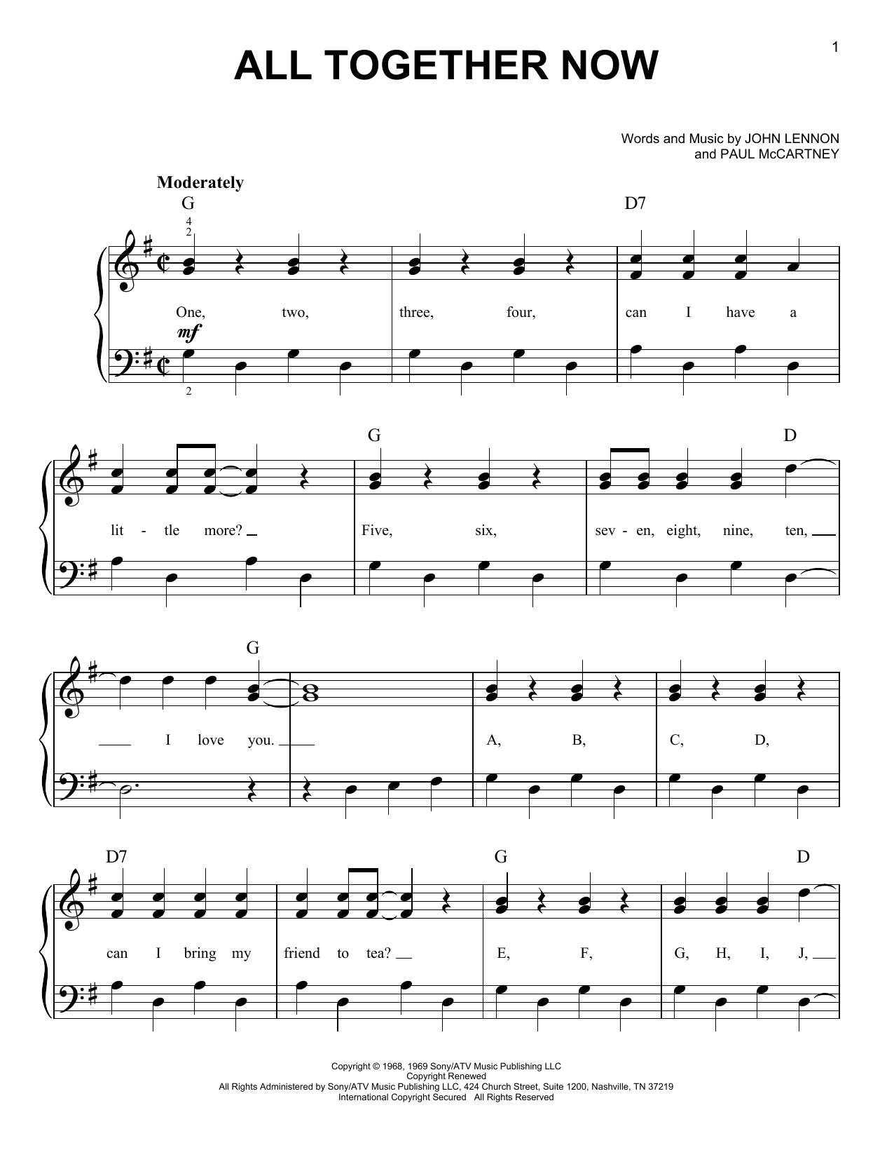 Download The Beatles All Together Now Sheet Music