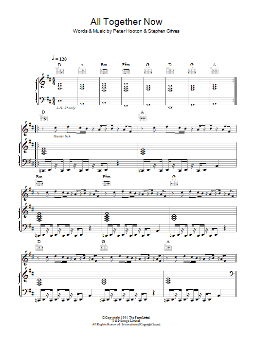 Download The Farm All Together Now Sheet Music