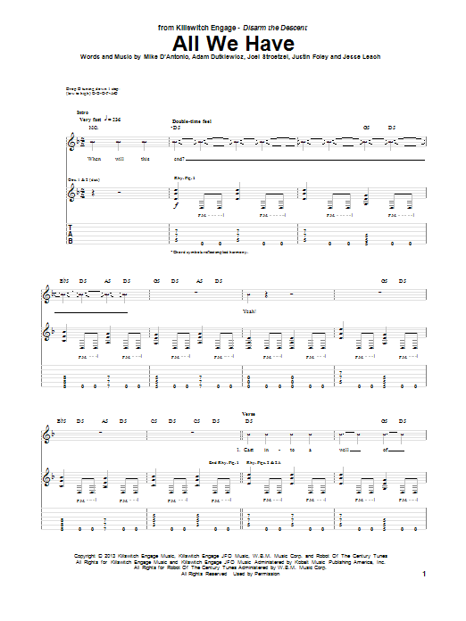 Download Killswitch Engage All We Have Sheet Music