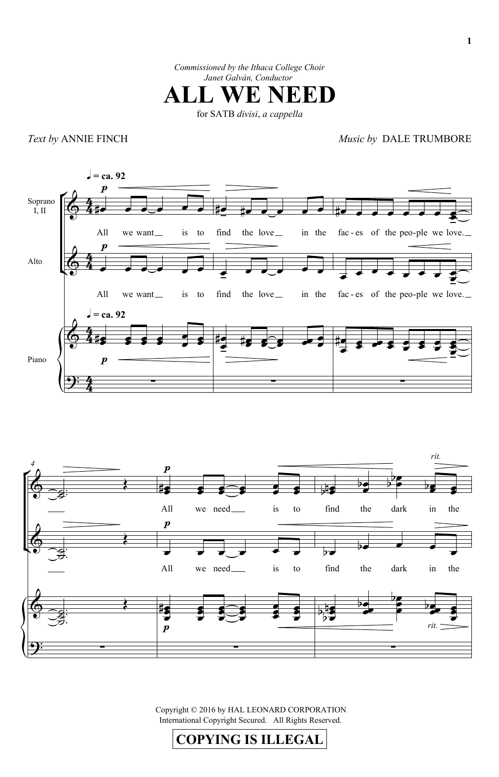 Download Dale Trumbore All We Need Sheet Music