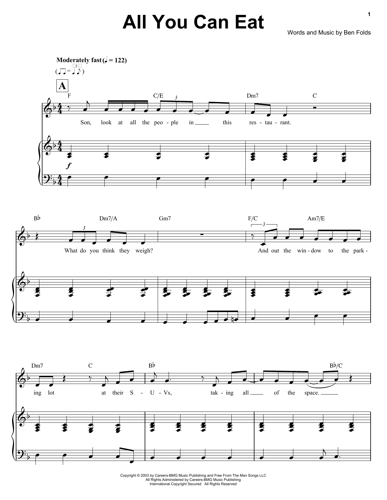 Download Ben Folds All You Can Eat Sheet Music