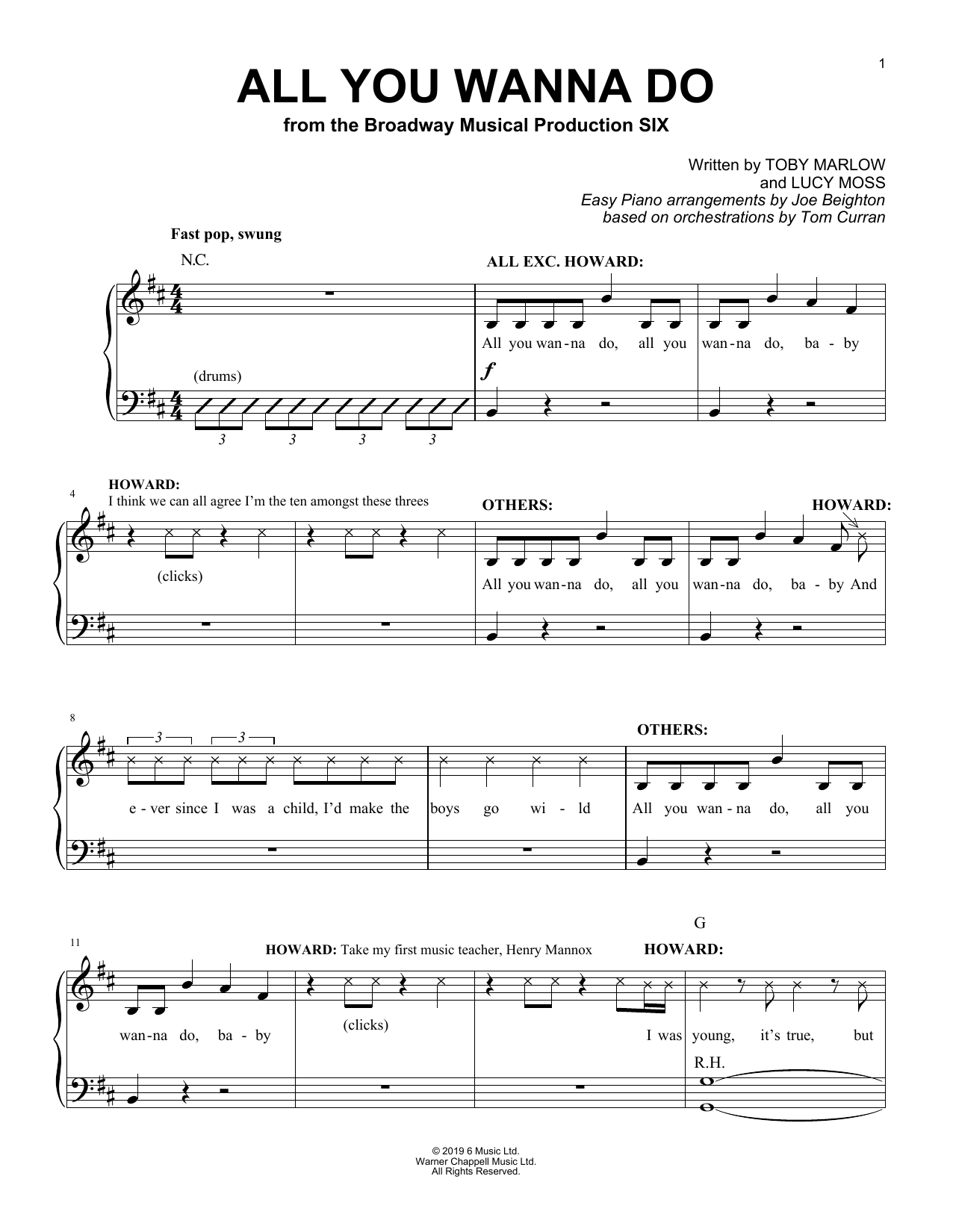 Download Toby Marlow & Lucy Moss All You Wanna Do (from Six: The Musical Sheet Music