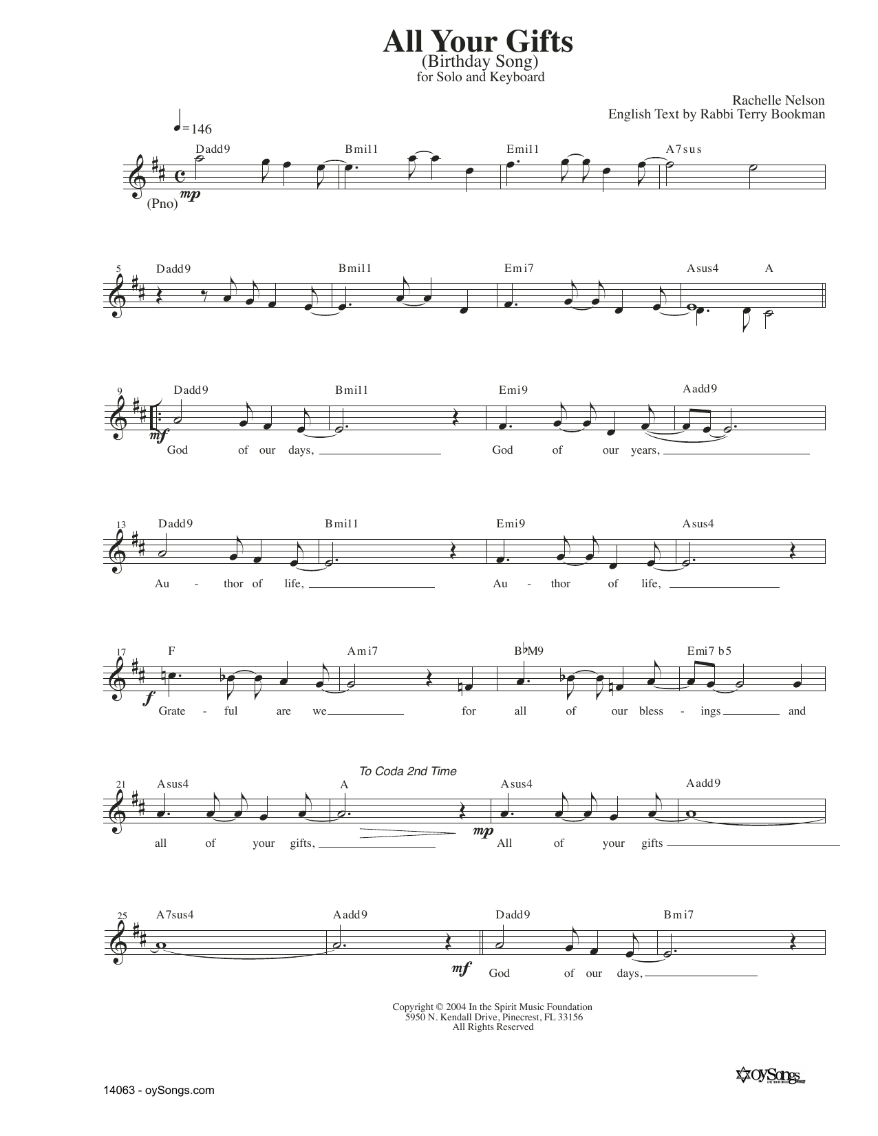 Download Rachelle Nelson All Your Gifts Sheet Music