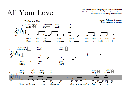 Download Rebecca Schwartz All Your Love Sheet Music