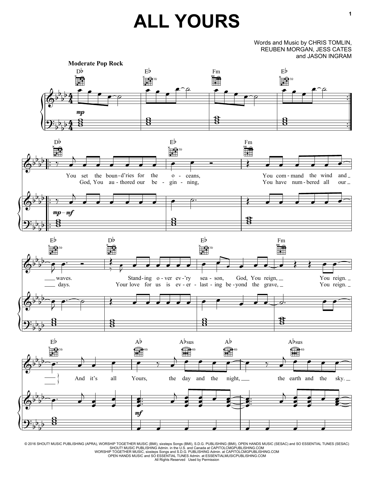 Download Chris Tomlin All Yours Sheet Music