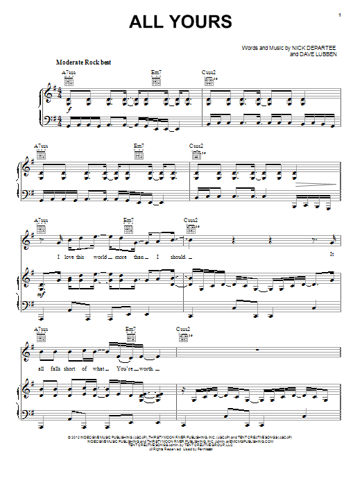 Download Kutless All Yours Sheet Music