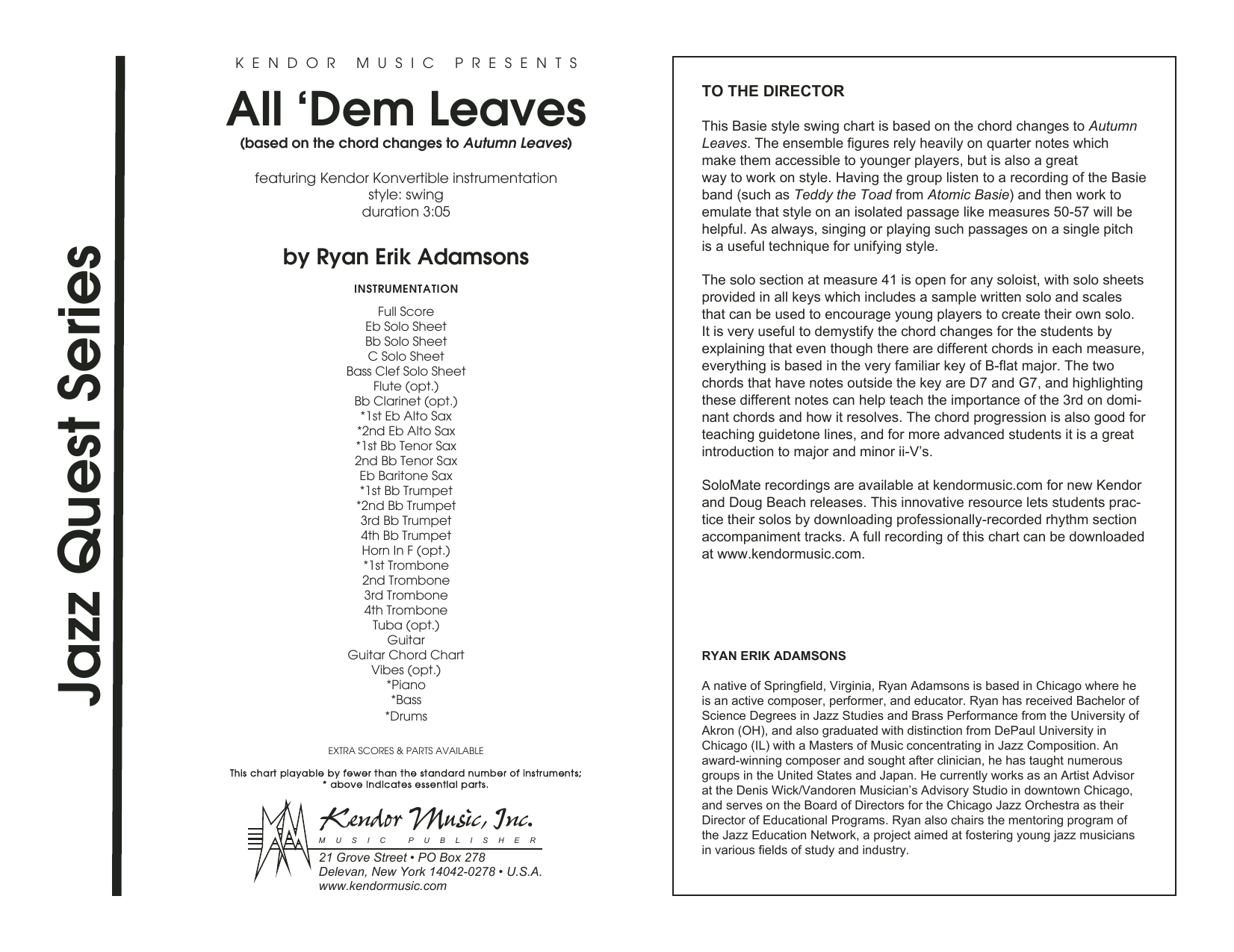 Download Ryan Erik Adamsons All 'Dem Leaves (based on the chord cha Sheet Music