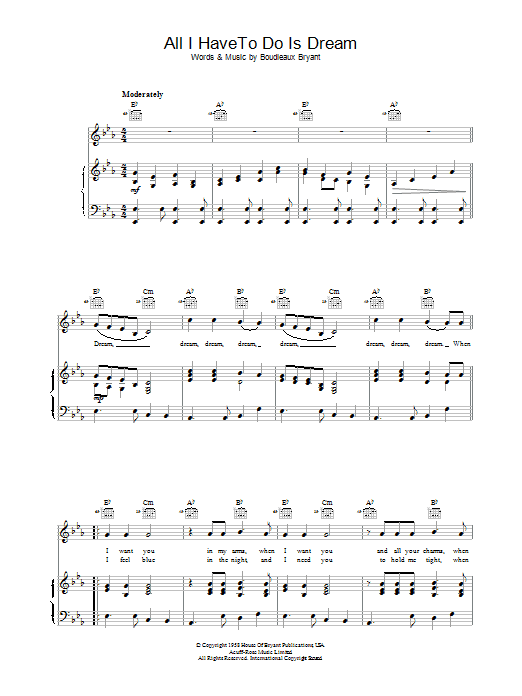 The Everly Brothers All I Have To Do Is Dream sheet music notes printable PDF score