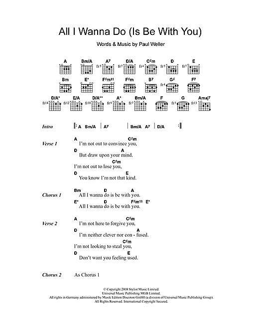 Download Paul Weller All I Wanna Do (Is Be With You) Sheet Music