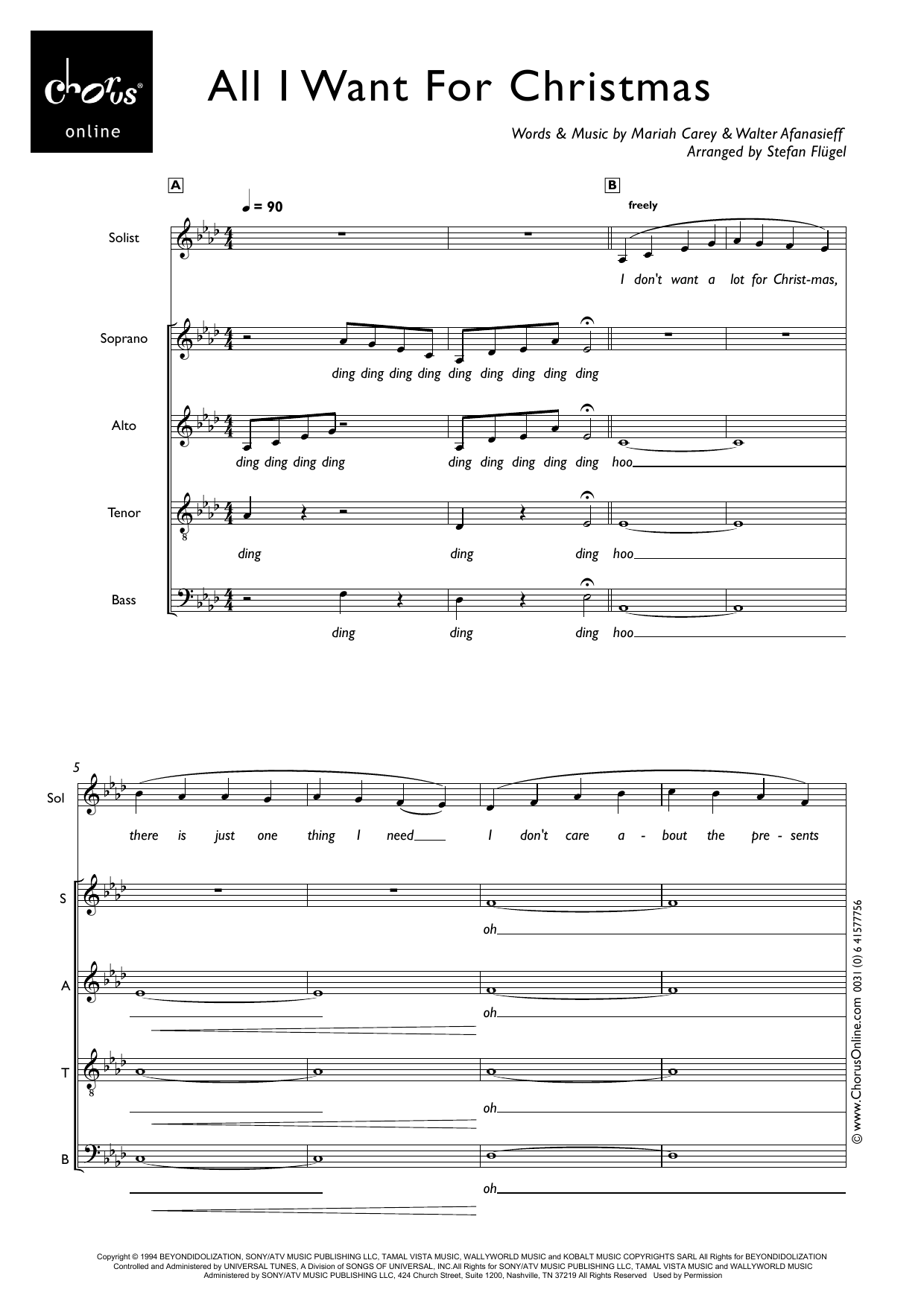 Mariah Carey All I Want For Christmas Is You (arr. Stefan Flügel) sheet music notes printable PDF score