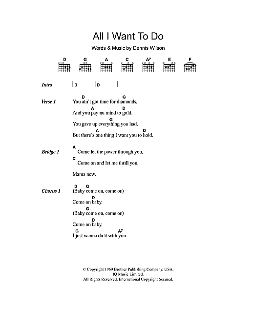 Download The Beach Boys All I Want To Do Sheet Music