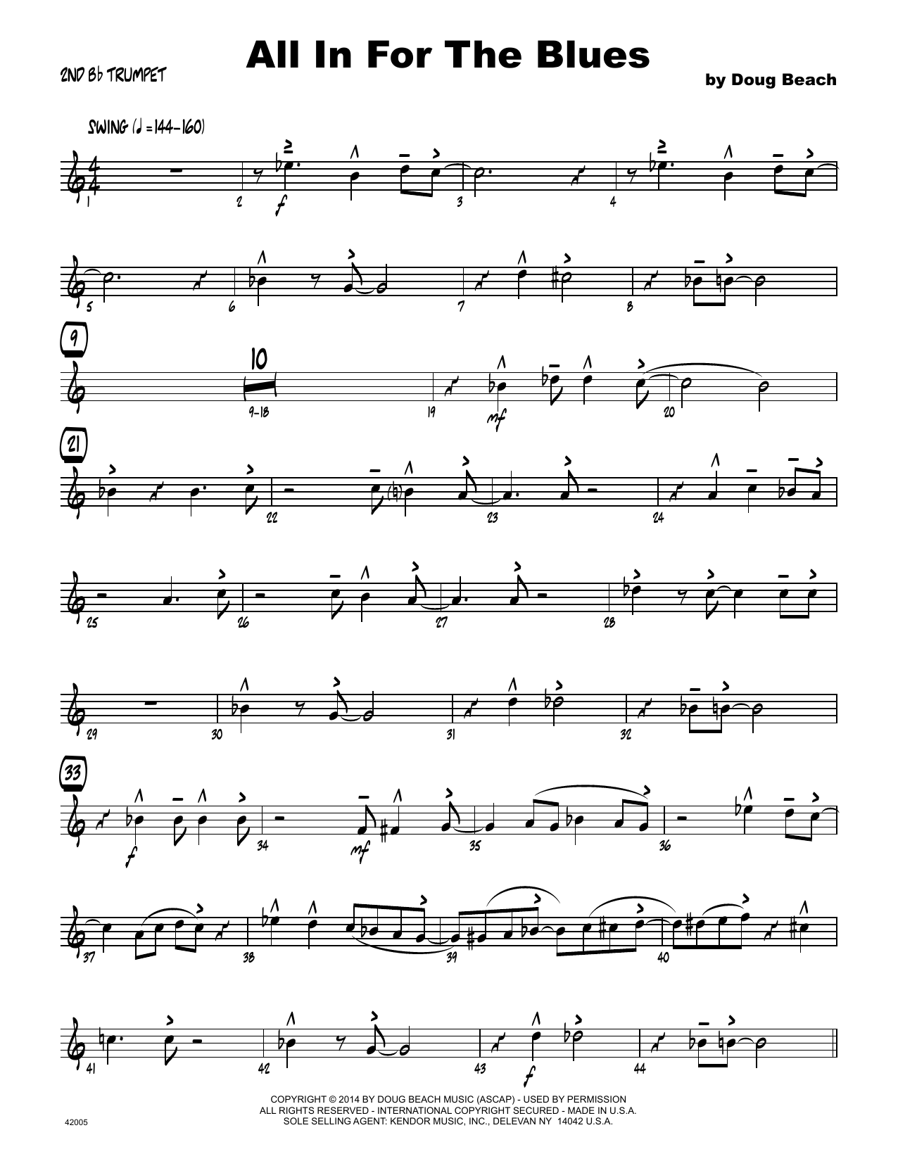 Download Doug Beach All In For The Blues - 2nd Bb Trumpet Sheet Music