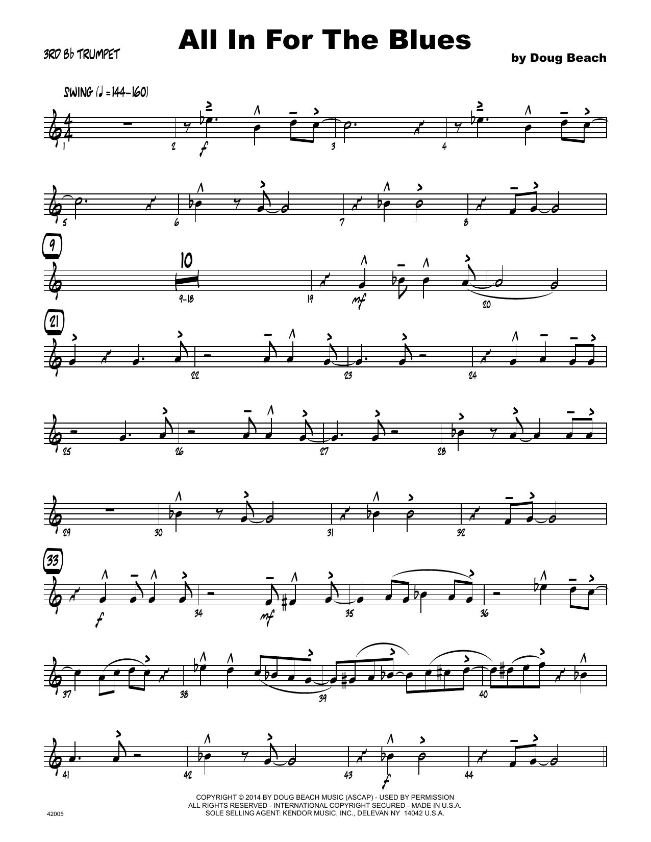 Download Doug Beach All In For The Blues - 3rd Bb Trumpet Sheet Music