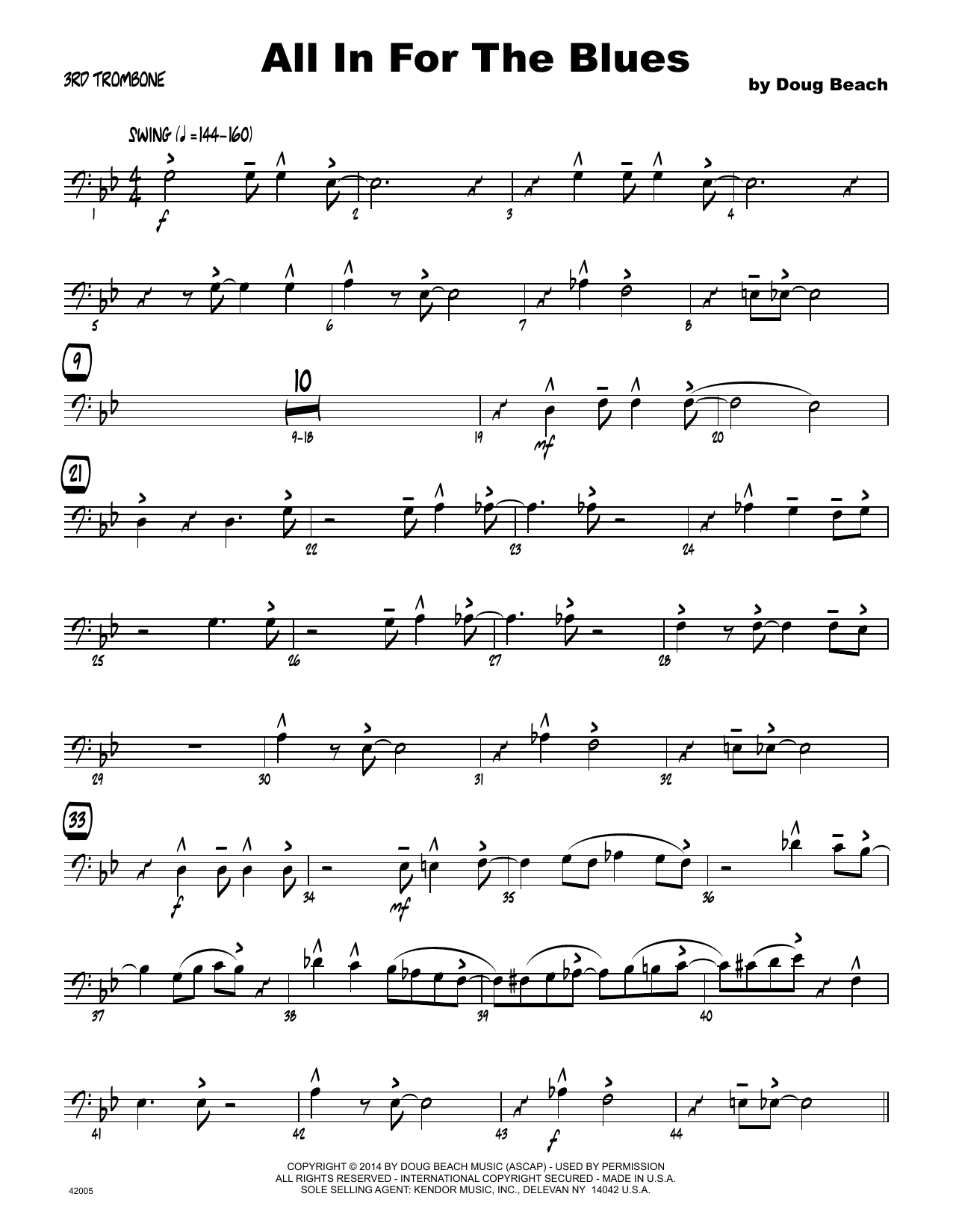 Download Doug Beach All In For The Blues - 3rd Trombone Sheet Music