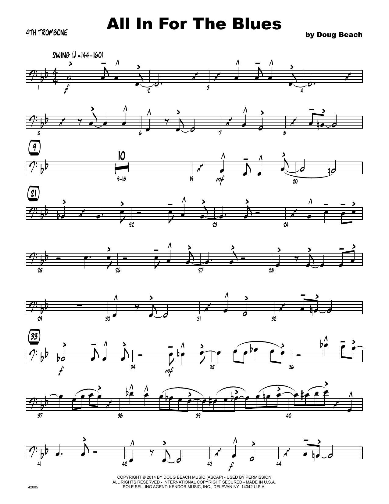 Download Doug Beach All In For The Blues - 4th Trombone Sheet Music