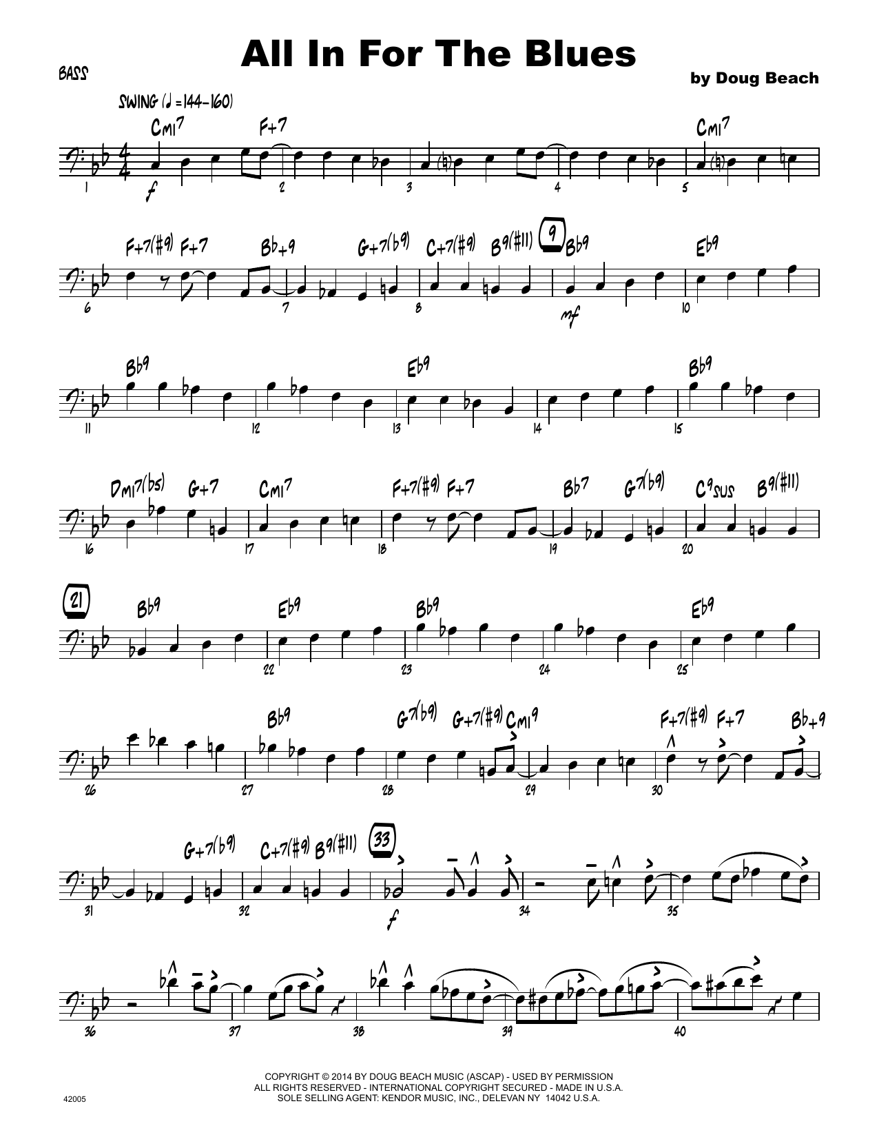 Download Doug Beach All In For The Blues - Bass Sheet Music