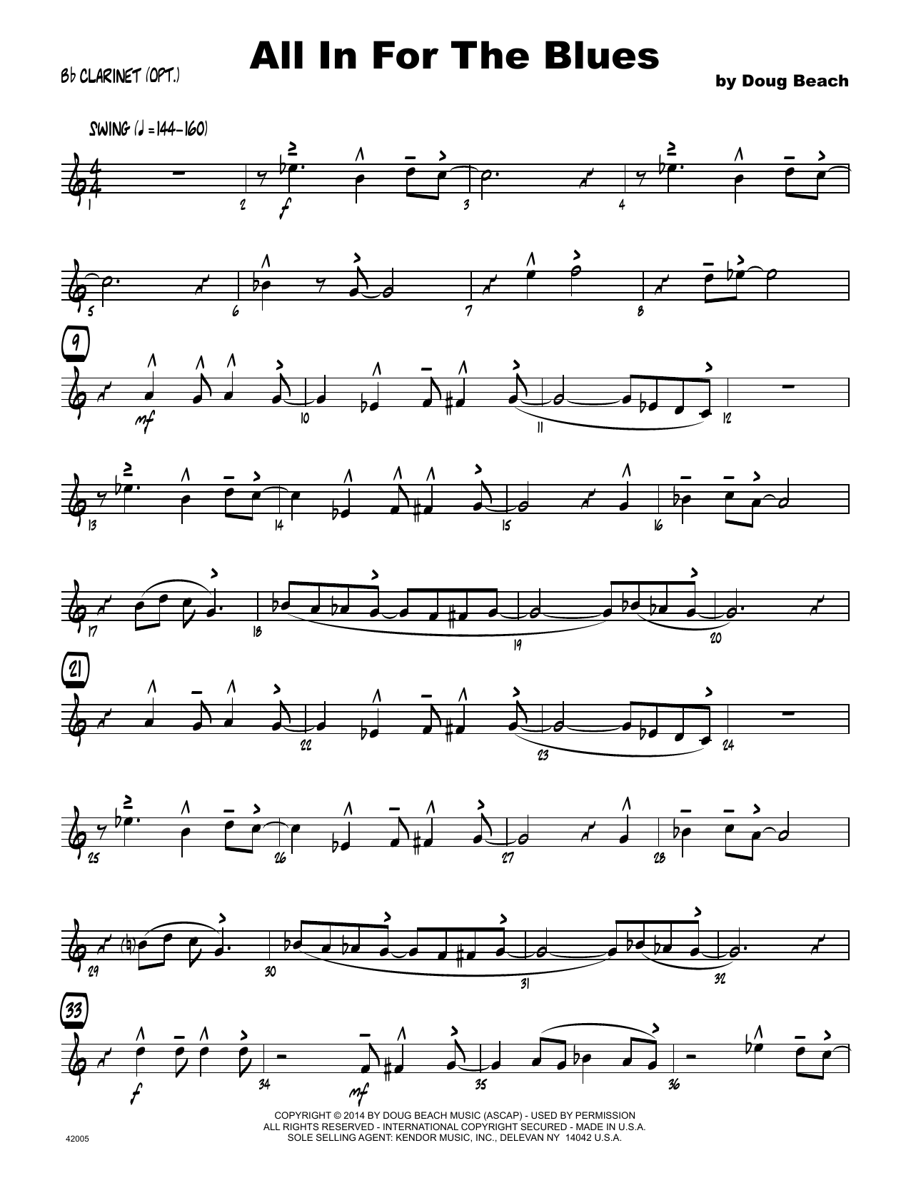 Download Doug Beach All In For The Blues - Bb Clarinet Sheet Music