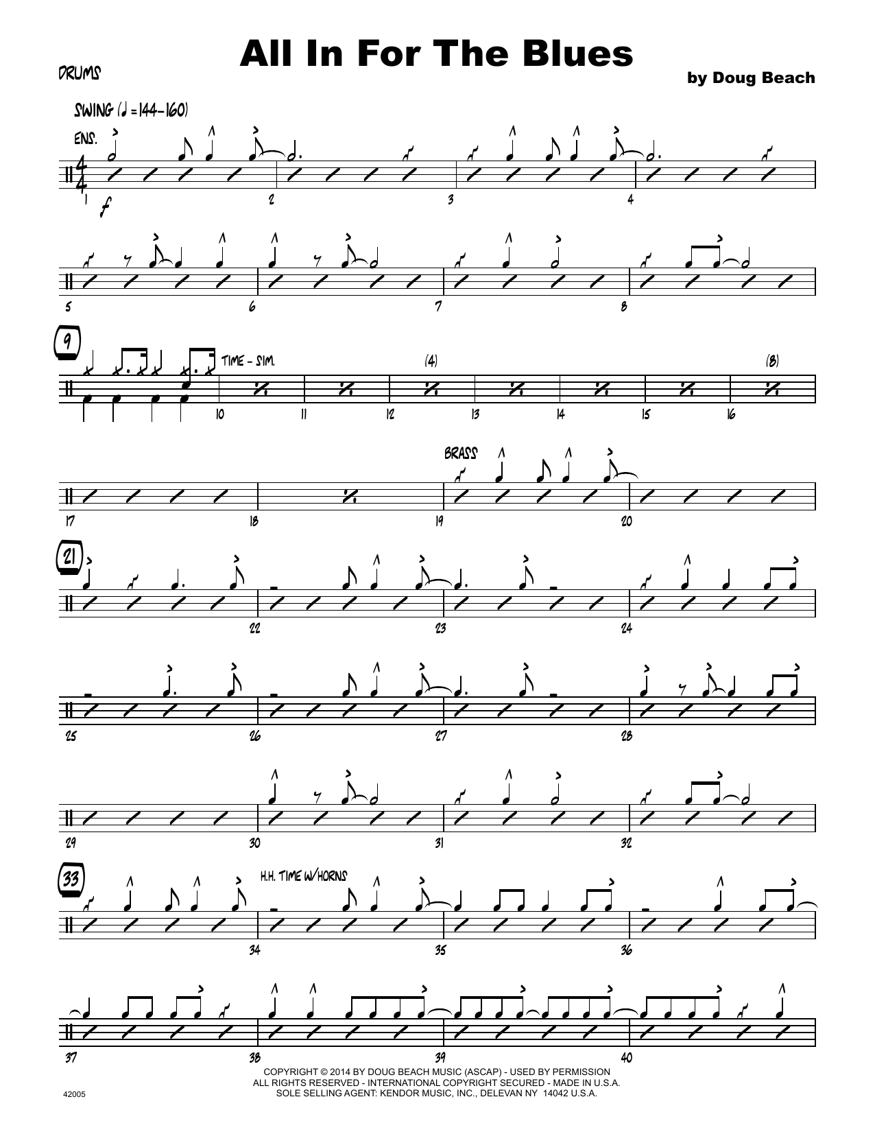 Download Doug Beach All In For The Blues - Drum Set Sheet Music