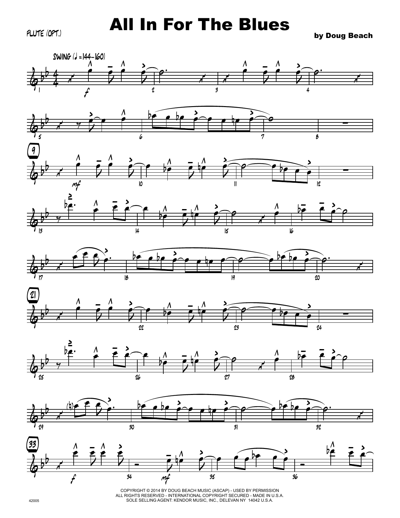 Download Doug Beach All In For The Blues - Flute Sheet Music