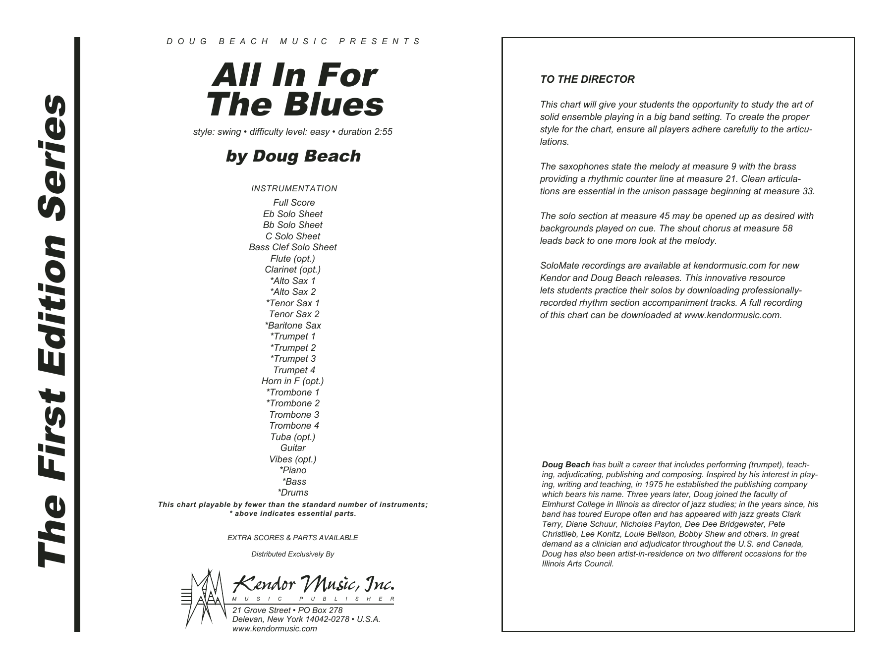 Download Doug Beach All In For The Blues - Full Score Sheet Music