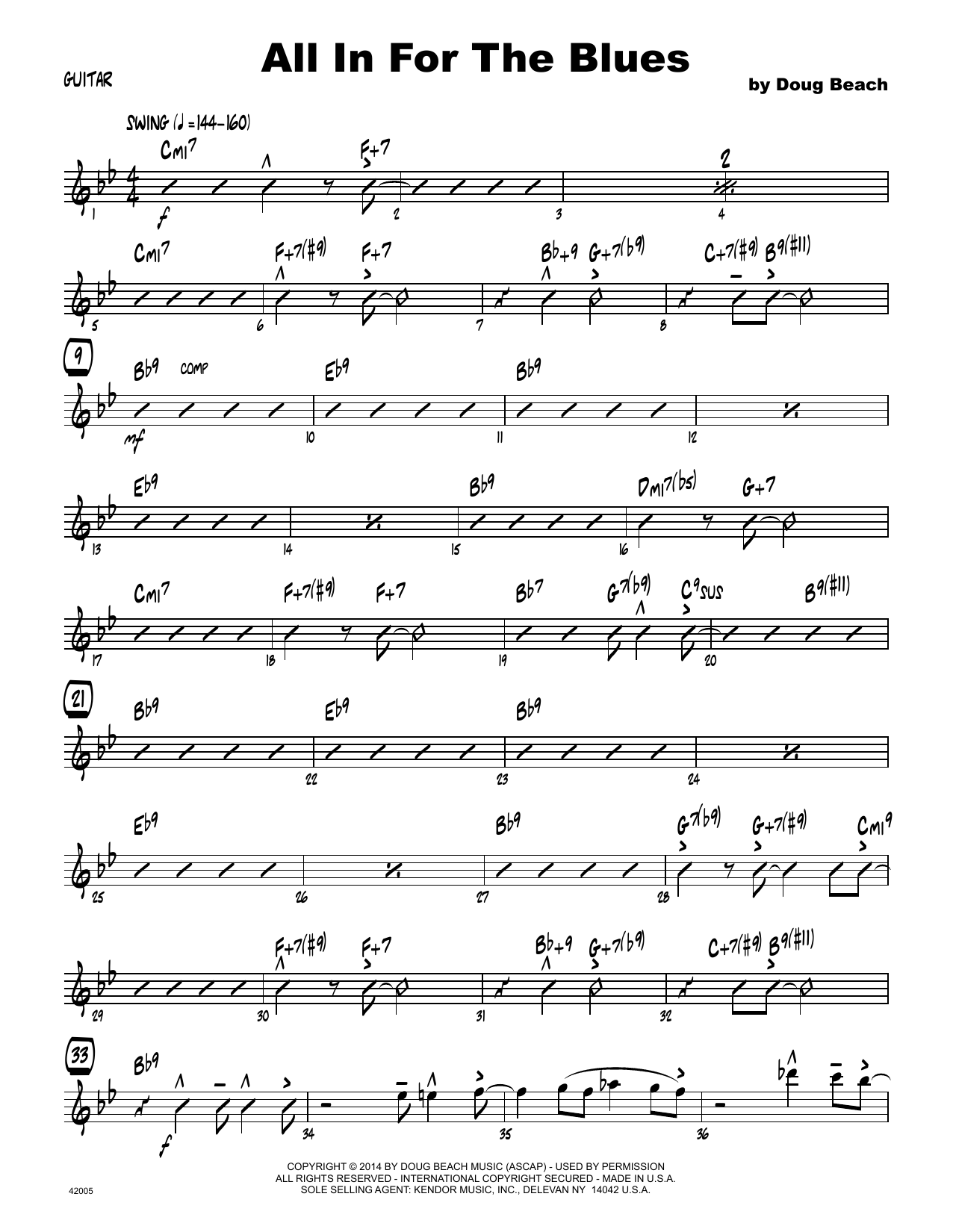 Download Doug Beach All In For The Blues - Guitar Sheet Music
