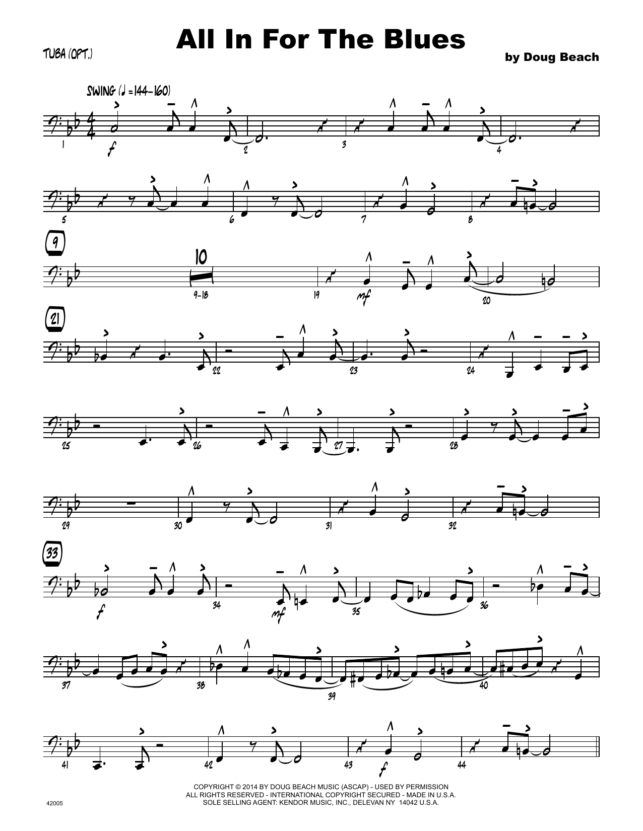 Download Doug Beach All In For The Blues - Tuba Sheet Music