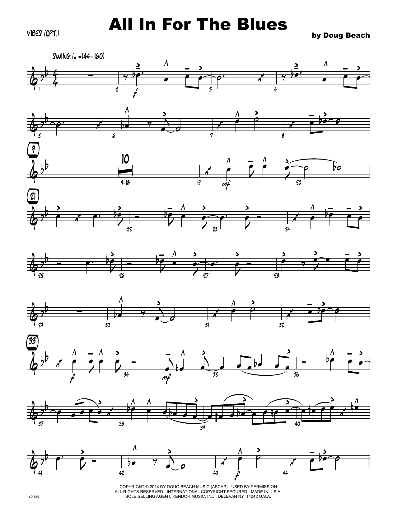 Download Doug Beach All In For The Blues - Vibes Sheet Music