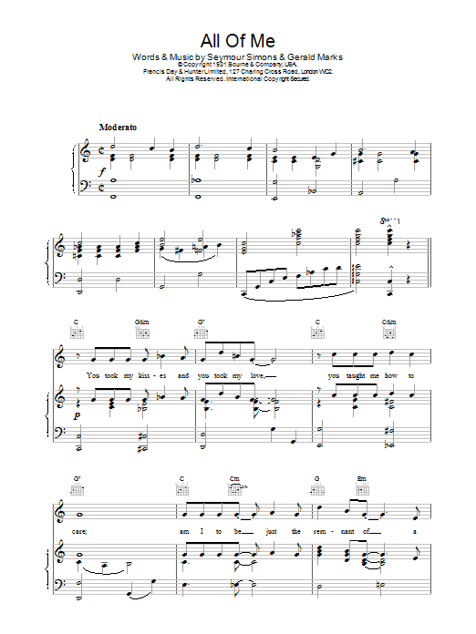 Frank Sinatra All Of Me sheet music notes printable PDF score