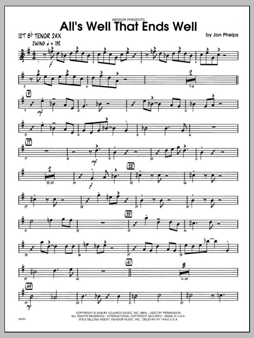 Download Phelps All's Well That Ends Well - 1st Bb Teno Sheet Music