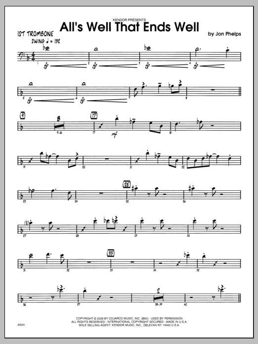 Download Phelps All's Well That Ends Well - 1st Trombon Sheet Music