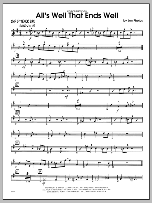 Download Phelps All's Well That Ends Well - 2nd Bb Teno Sheet Music