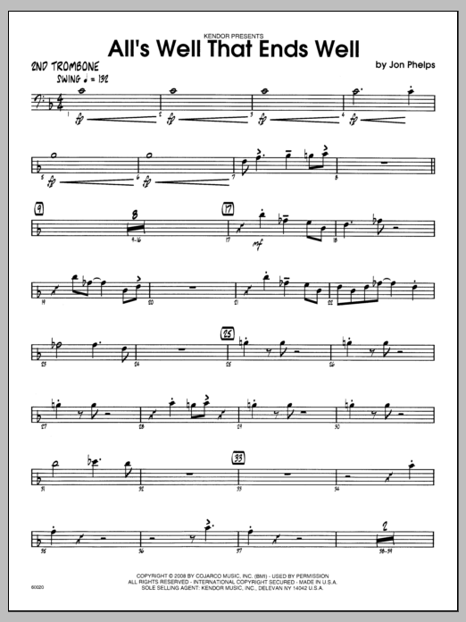 Download Phelps All's Well That Ends Well - 2nd Trombon Sheet Music