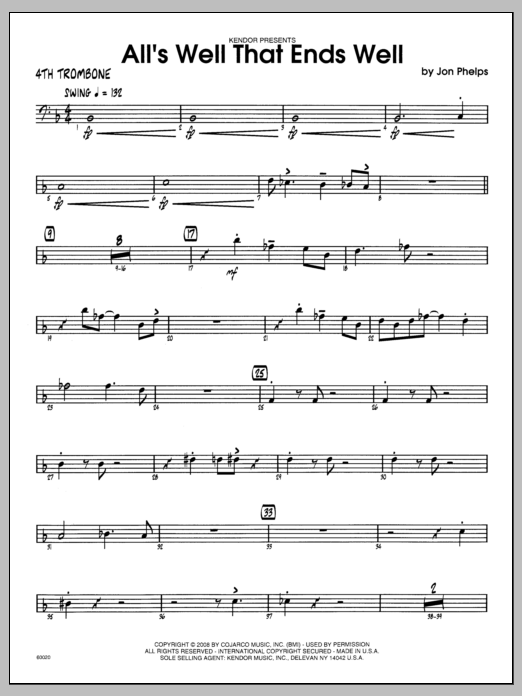 Download Phelps All's Well That Ends Well - 4th Trombon Sheet Music