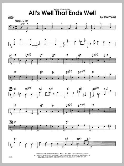 Download Phelps All's Well That Ends Well - Bass Sheet Music