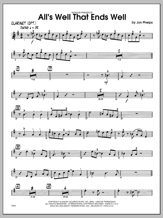 Download Phelps All's Well That Ends Well - Bb Clarinet Sheet Music
