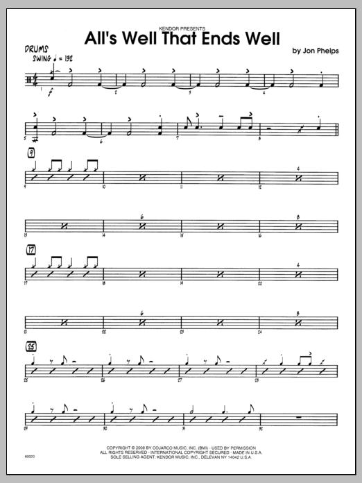 Download Phelps All's Well That Ends Well - Drums Sheet Music