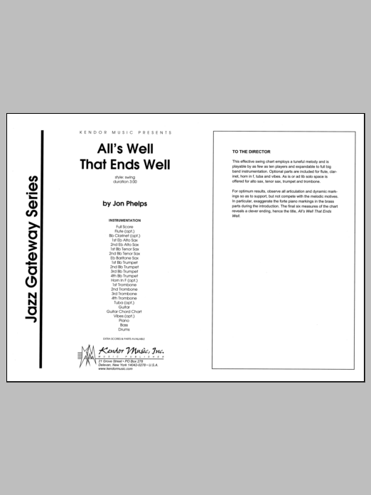 Download Phelps All's Well That Ends Well - Full Score Sheet Music