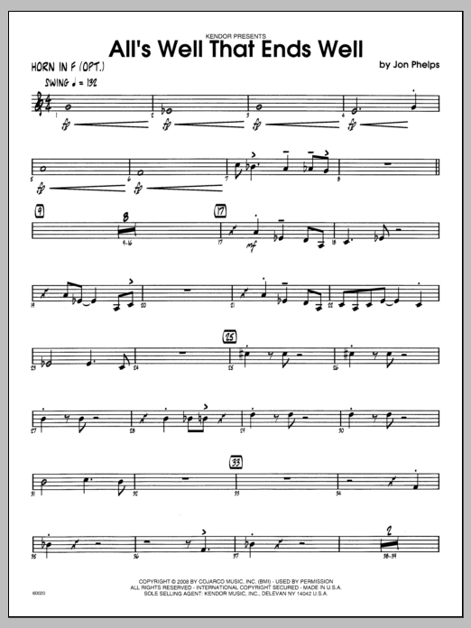 Download Phelps All's Well That Ends Well - Horn in F Sheet Music