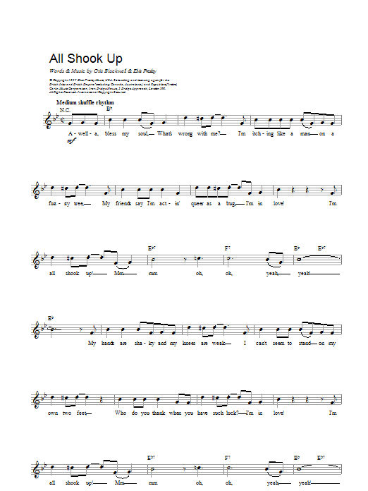 Elvis Presley All Shook Up sheet music notes printable PDF score